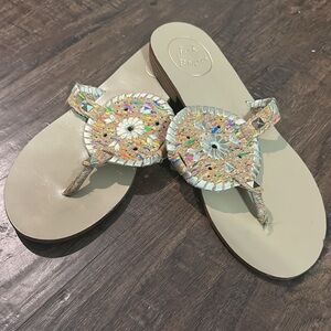 No Box Jack Roger’s Multicolor & platinum Studs Georgica Sandals 7